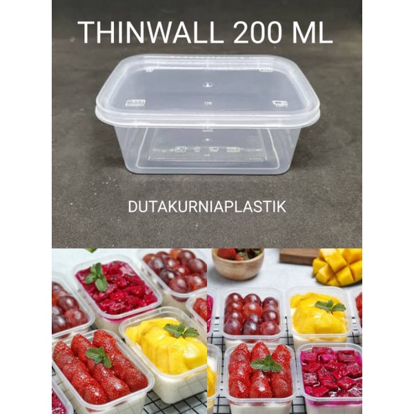 THINWALL PLASTIK KOTAK MAKAN FOOD CONTAINER SNACK BOX BENING 200 ML VICTORY TEMPAT DESSERT