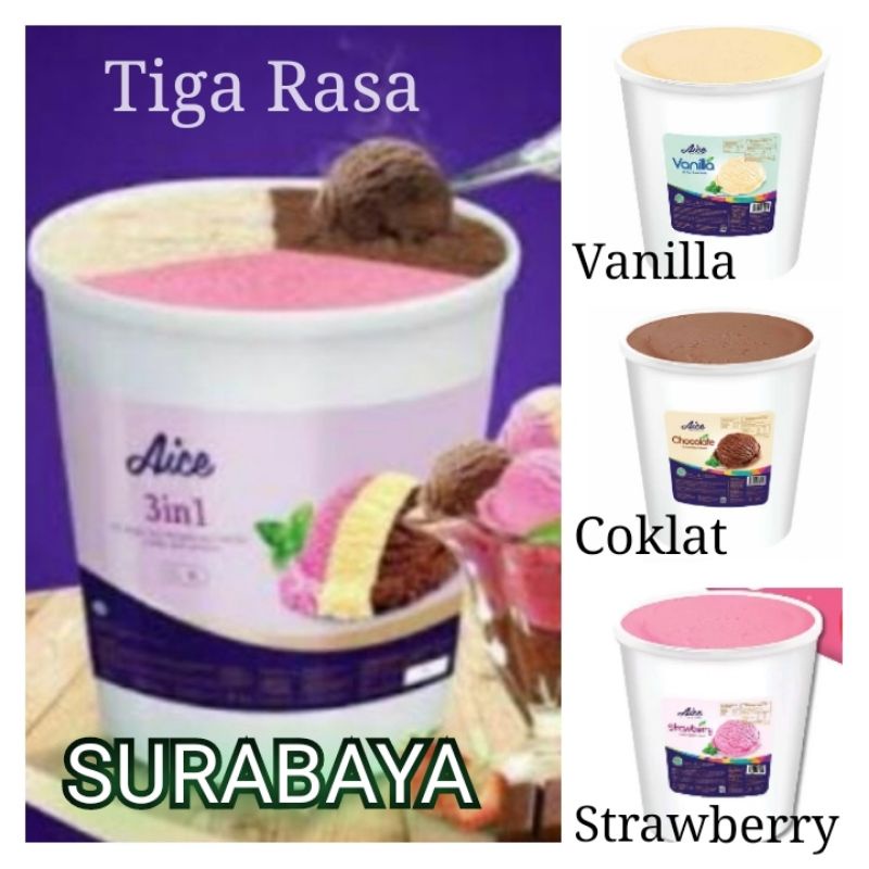 Jual Es Krim AICE 8 Ltr Tiga Rasa (3in1) Dan Satu Rasa | Shopee Indonesia