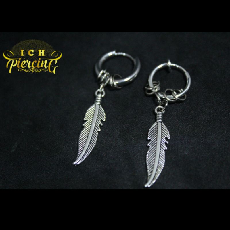 Anting hoop bulu model gantungan fashion Korea
