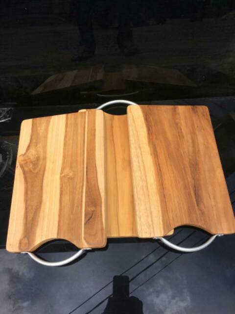 Talenan Kayu 30X20 Jati Gagang Aluminium Wooden Cutting Board Kayu Jati 30 x 20