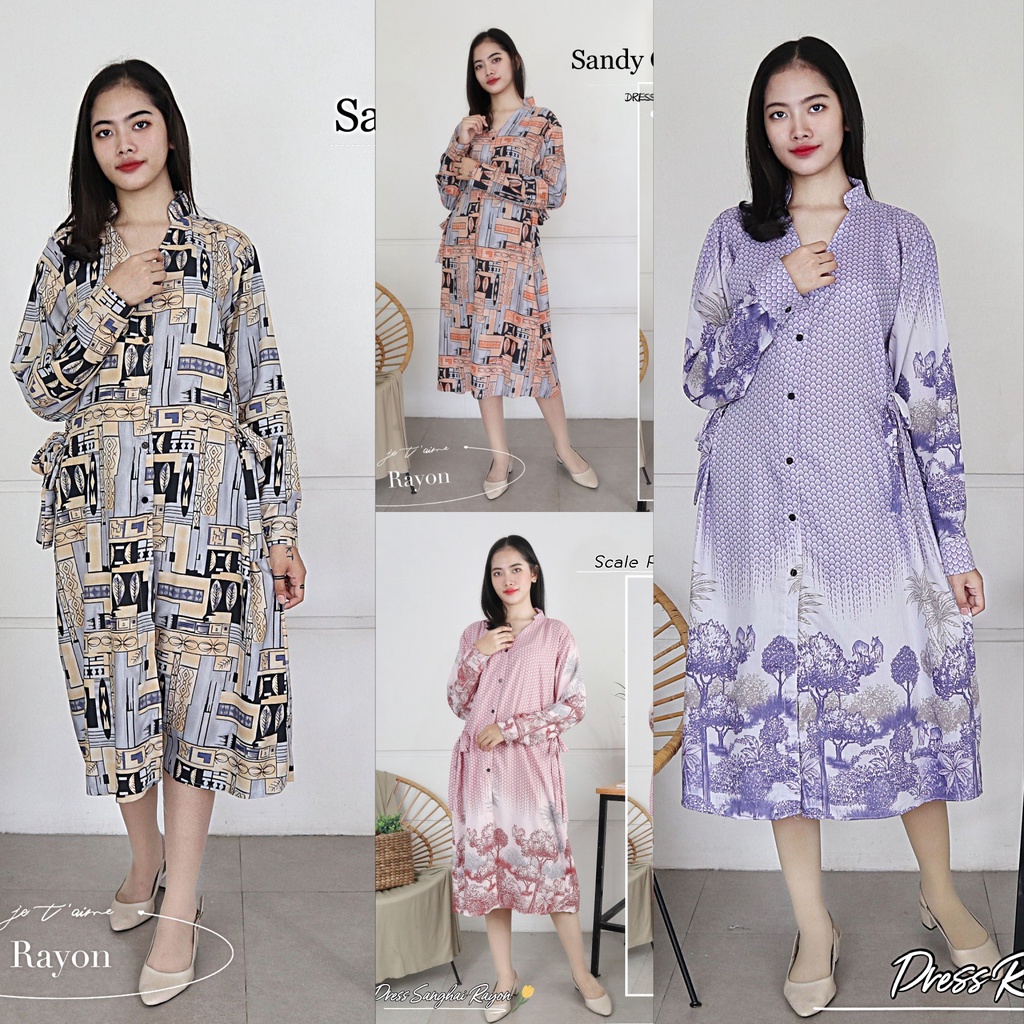 IZANY Dress Wanita  Sanghai / Daster Lengan Panjang Rayon