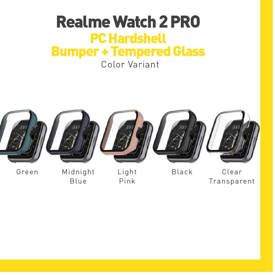 Langsung Pilih Hard Case PC Bumper 2in1 with Tempered Glass Screen Protector Cover for Realme Watch 2 PRO (Watch2 Pro)