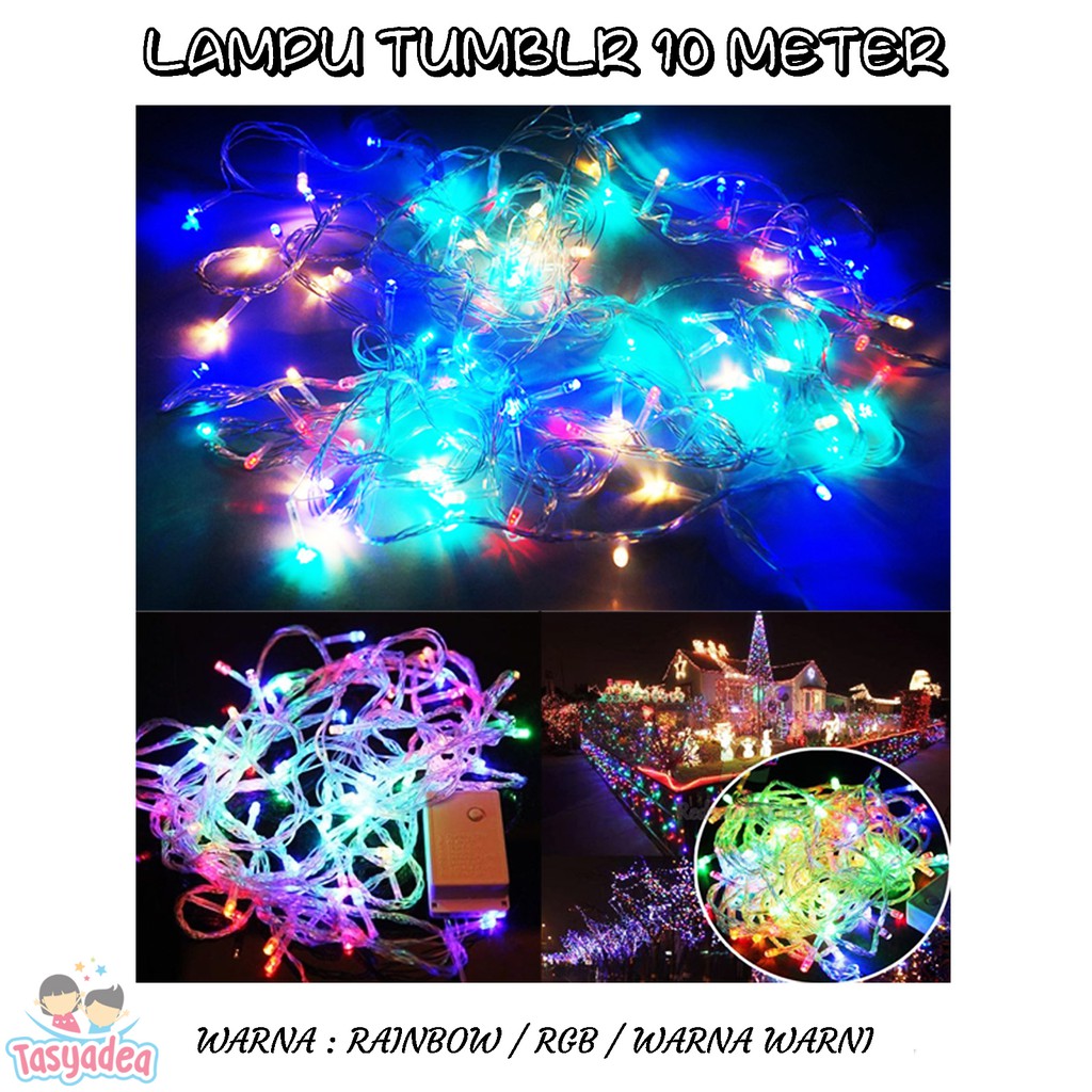  LAMPU TUMBLR RAINBOW  LAMPU  TWINKLE STRING 10 METER 