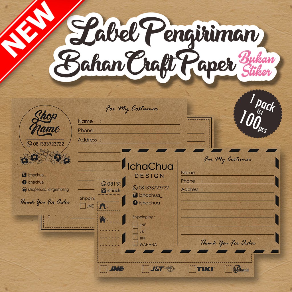 

Label Pengiriman vintage - bahan craft paper