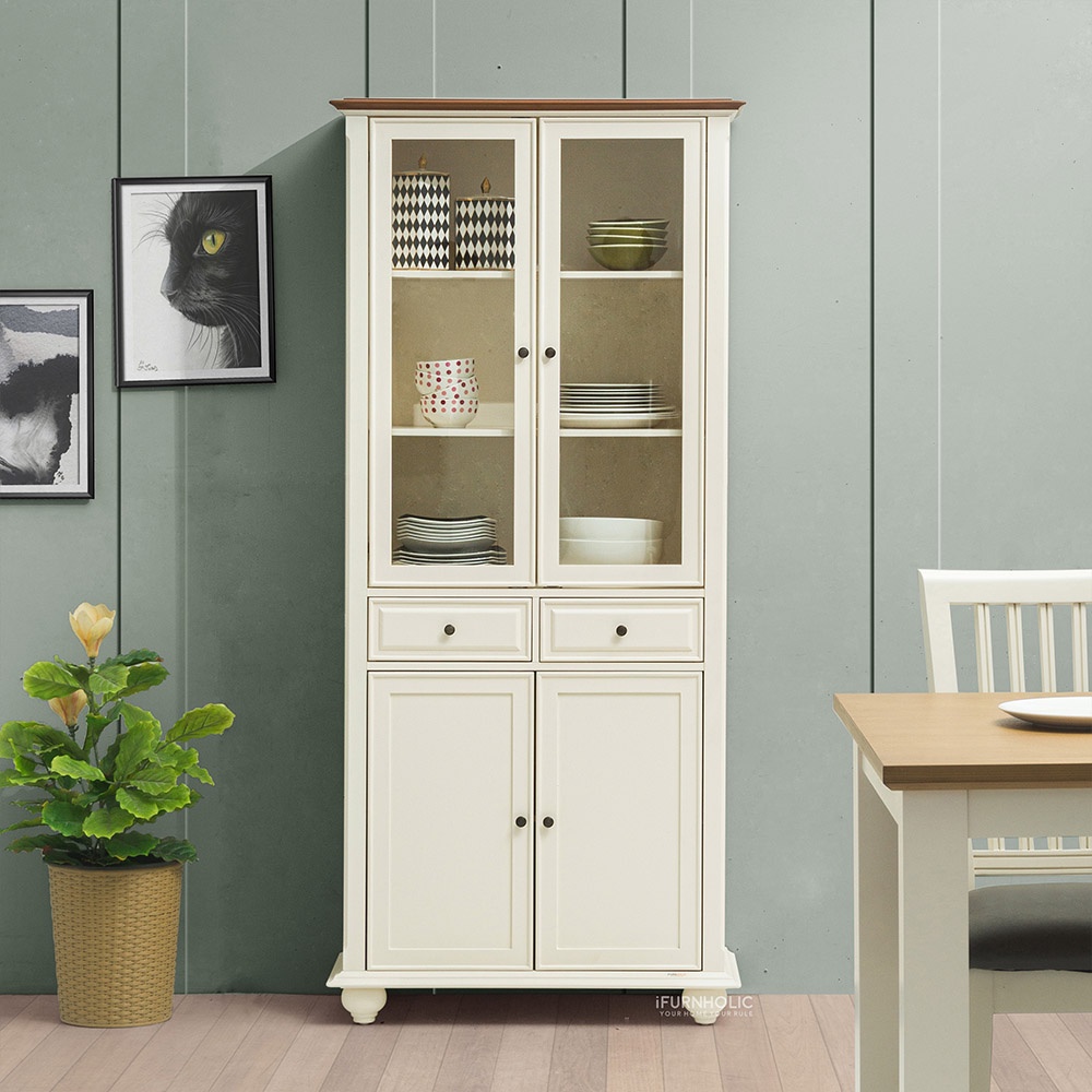 IFURNHOLIC Alfonso Dining Buffet High 2 Door | Lemari Dapur | Lemari Pajangan Kaca | Lemari Bufet