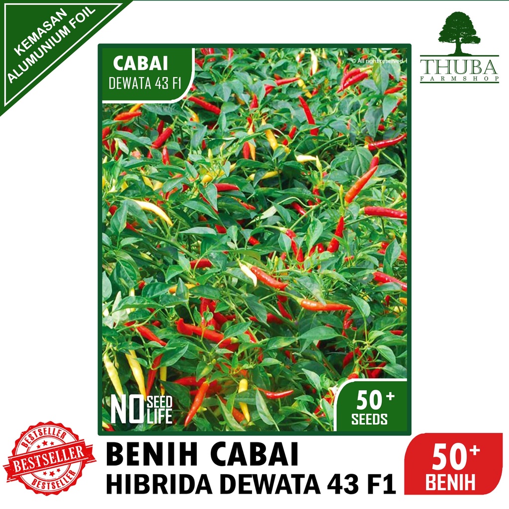 50 Biji - Benih Cabai Rawit Hibrida DEWATA 43 F1 - Bibit Cabe Rawit Berkualitas