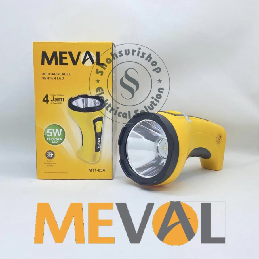 MEVAL SENTER CAS LED 5 WATT MT1-05A RECHARGEABLE SUPER TERANG BRIGHT