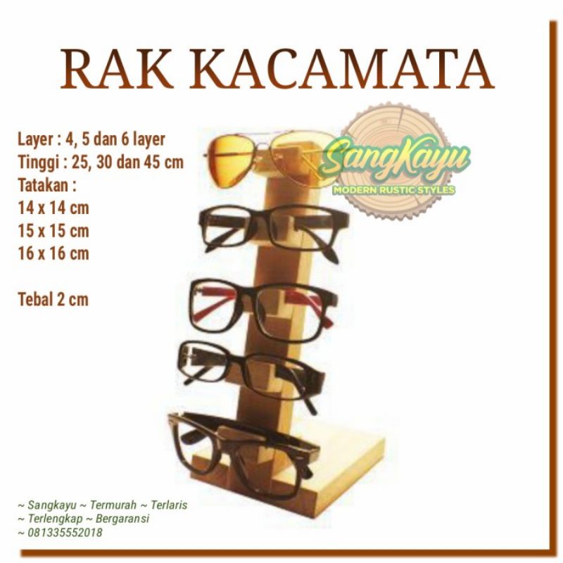 Rak kacamata display stand kayu wooden sun glasess holder rack