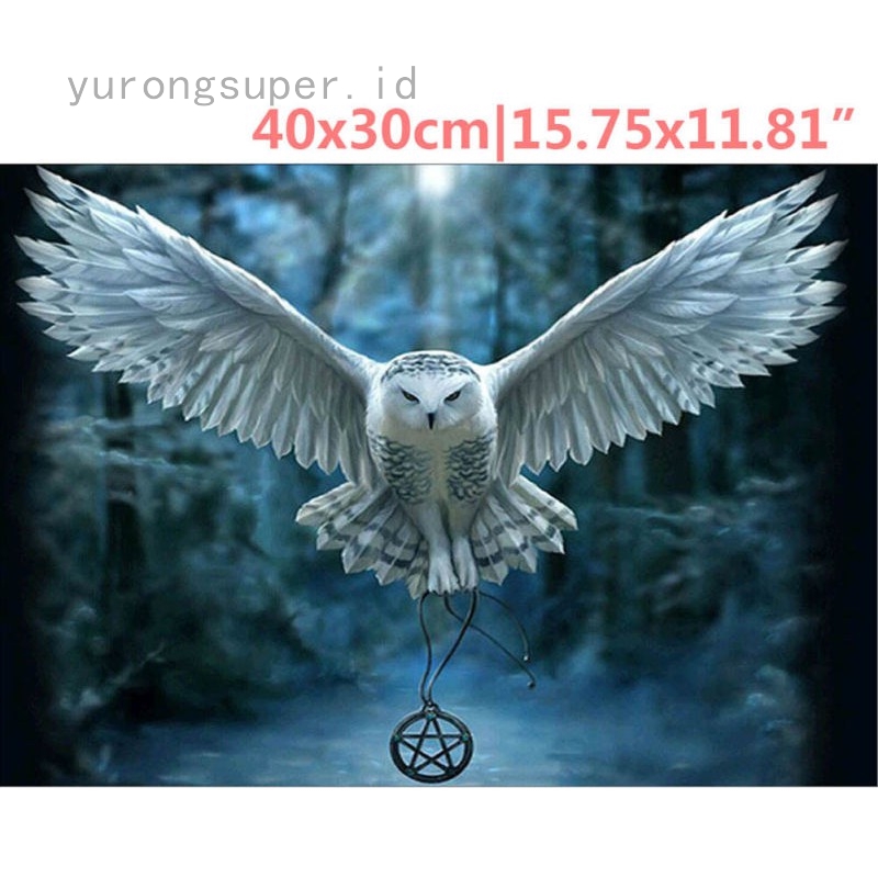 Lukisan Sulaman Berlian 5d Jahitan Bersilang Desain Burung Hantu