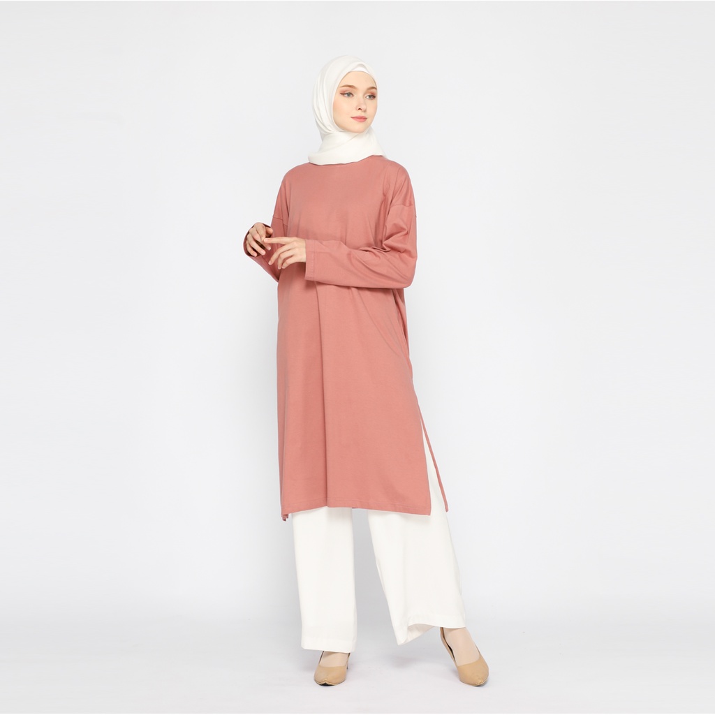 Baju Tunik Wanita Kaos Oversize Hijab Friendly Cotton Super comfy Adem Anti Gerah