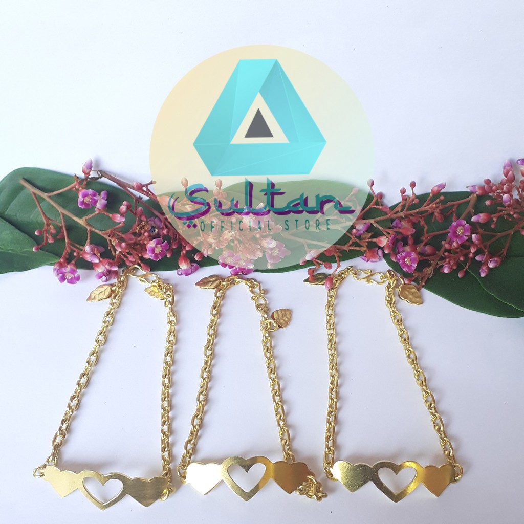 [LAPIS EMAS 24K ORIGINAL] SULTAN BRACELET GELANG LOGAM KUNINGAN LOVE #GK013