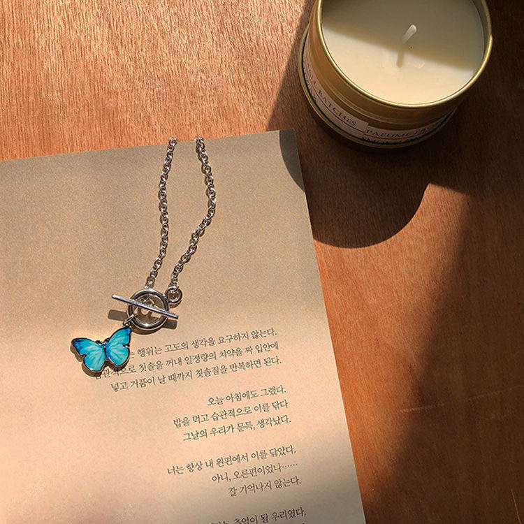 Light Blue Butterfly Bracelet element Bracelet boudoir lovers Bracelet Mori small clear Necklace Korean Japanese Necklace