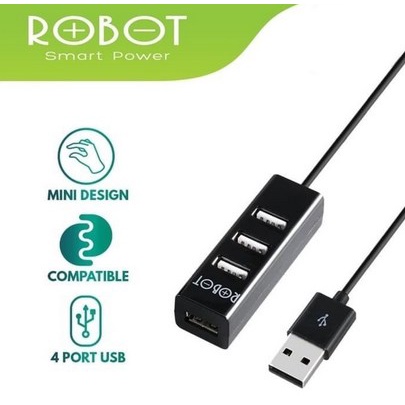 ROBOT USB HUB 4 PORT 2.0 H140-80 80CM BLACK Garansi Original Resmi Penambah Port USB