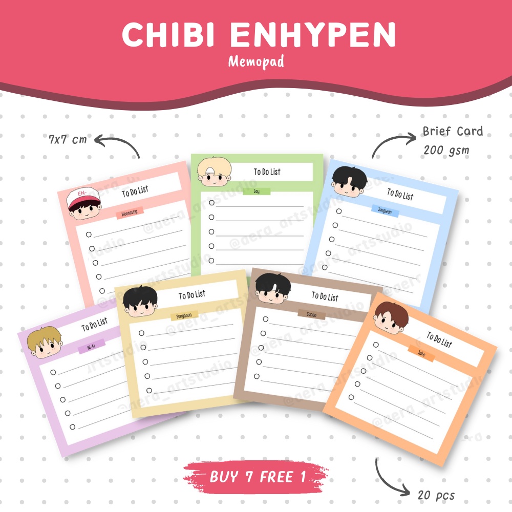 

(20 pcs) Chibi Enhypen : Memopad - by Aera Art Studio | Notepad - Memo Cute - Print Memopad - Note Paper - Korean Cute Asthetic Memo Paper