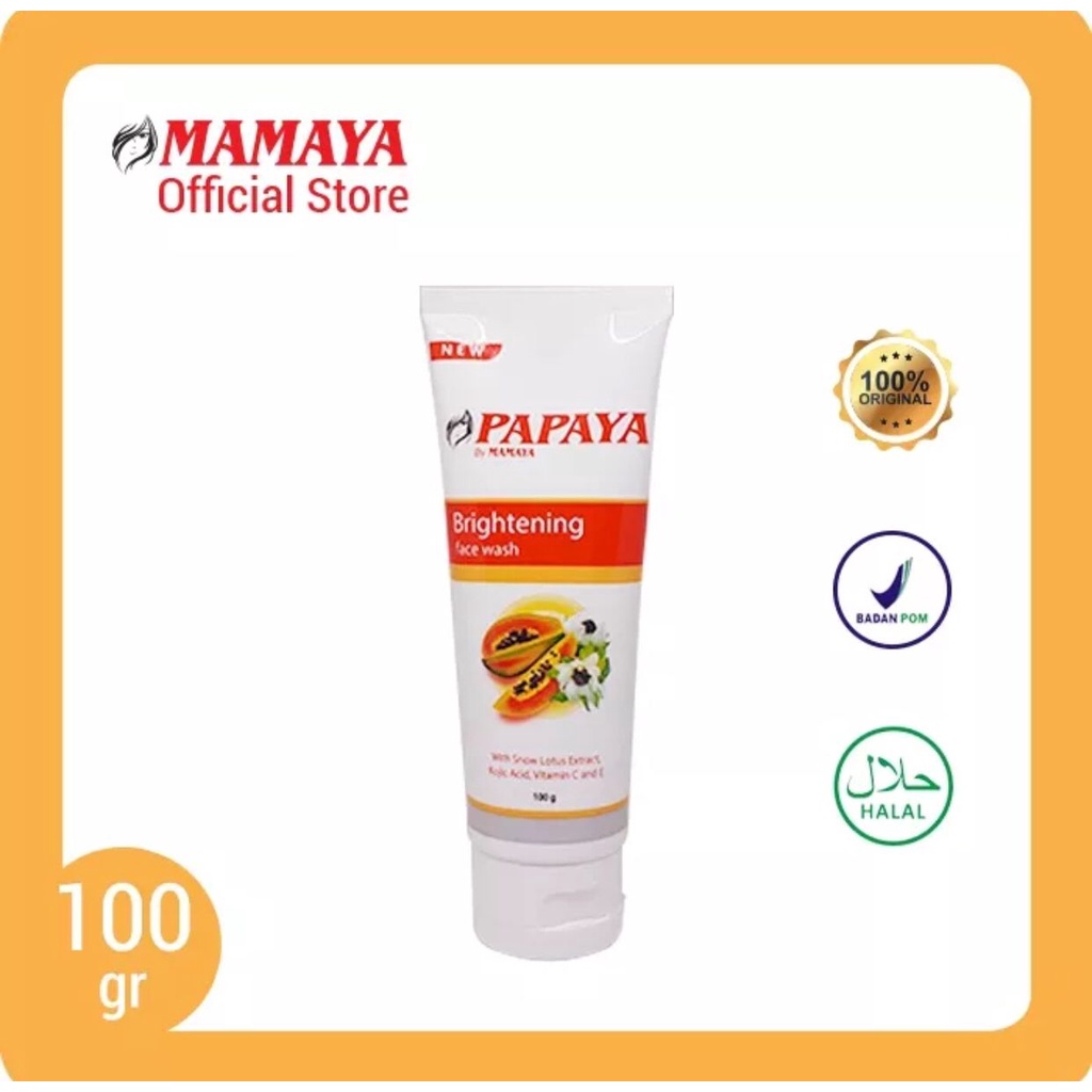 MAMAYA PAPAYA BRIGHTENING FACE WASH 100GRAM PAPAYA ANTI ACNE FACE WASH 100GRAM BPOM RESMI BERSERTIFIKASI HALAL