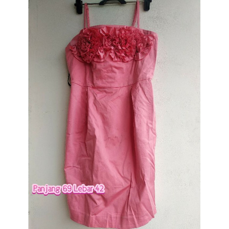 Baju Dress Dewasa Motif Bunga Pink (Preloved)