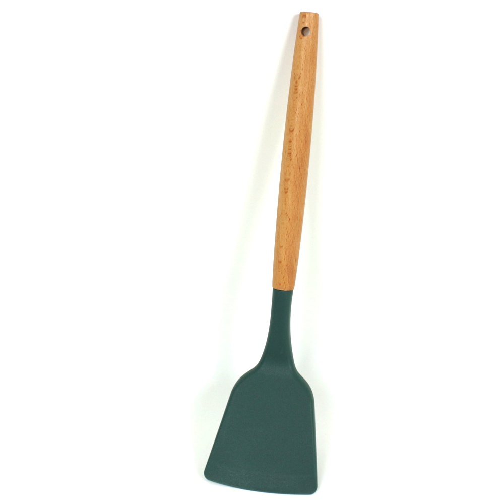 Spatula Silikon Gagang Kayu Anti Leleh dan Kokoh
