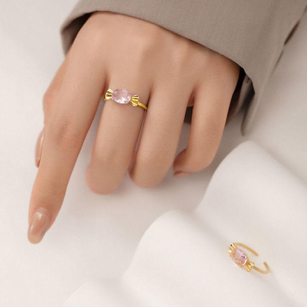 Mxbeauty Pink Candy Rings Kreatif Minoritas Gadis Hadiah Cincin Terbuka Manis Sederhana Y2K Logam Rings