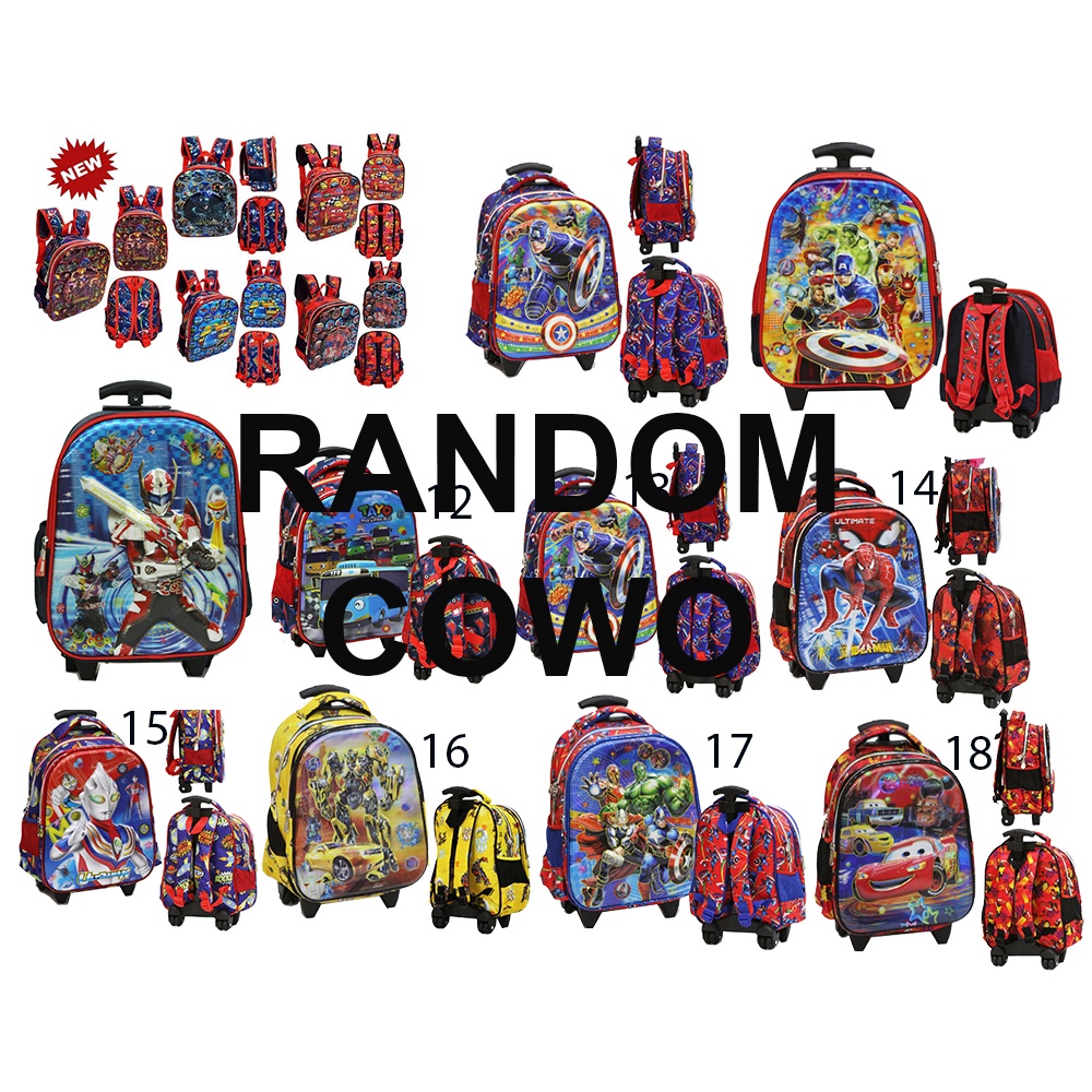 SALE TERMURAH TERBAIK Tas Anak Sekolah TK - Trolley Dorong Gambar Anak Lengkap Variasi ADA PILIHAN RANDOM