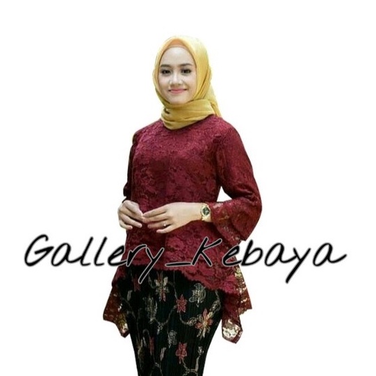 BISA COD!!! Atasan kebaya brukat rinjani / set brokat bianca / maroon / navy / abu / gold / dusty