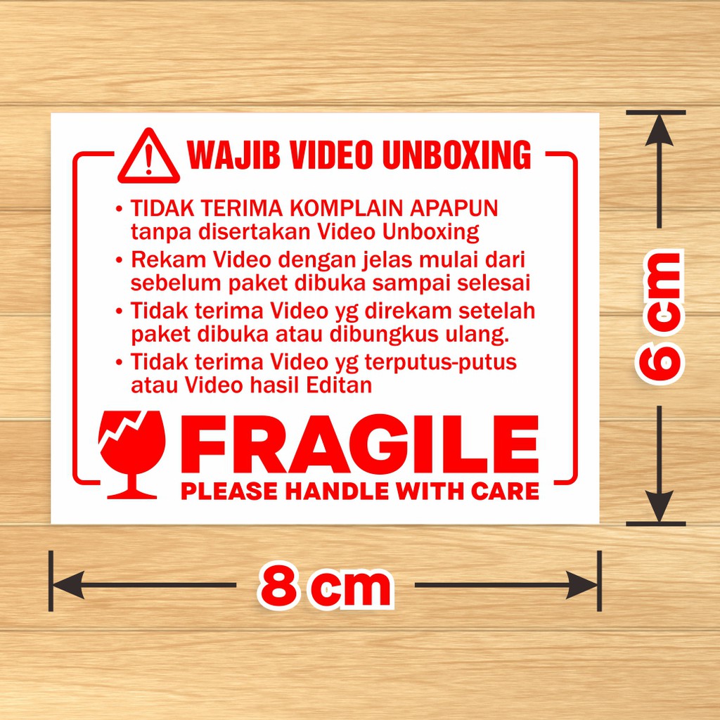 

Sticker Fragile Label Wajib Video Unboxing Stiker Pengiriman OlShop 6 x 8 cm. 1 pack isi 100