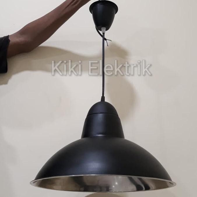 Kap Lampu Gantung Hitam Stainless Diameter 38 cm Fitting 