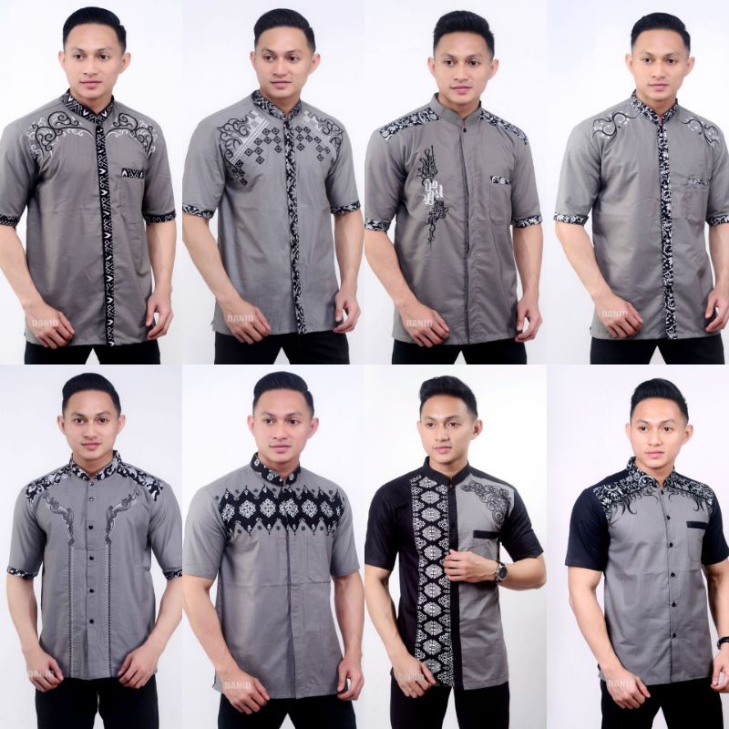 BAJU KOKO ABU BORDIL LENGAN PENDEK HEM PRIA DEWASA DAN REMAJA GALLERY AZZAHIR SUBANULMUSLIMIN BABULM