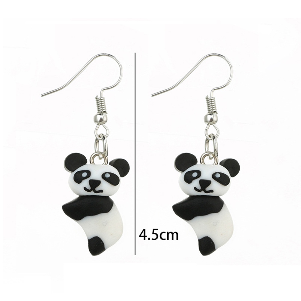 Hu Hu Hu Hu Hu Alat Bantu Pasang Kacamata♡ Anting Kait Gantung Wanita Bahan Polymer Clay Desain Panda Lucu Untuk Pesta