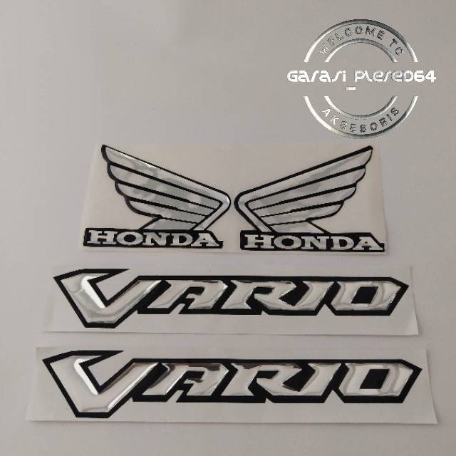 EMBLEM LOGO HONDA SAYAP VARIO 110 125 OLD 2012 - 2014 FULL SET CROME THAILAND