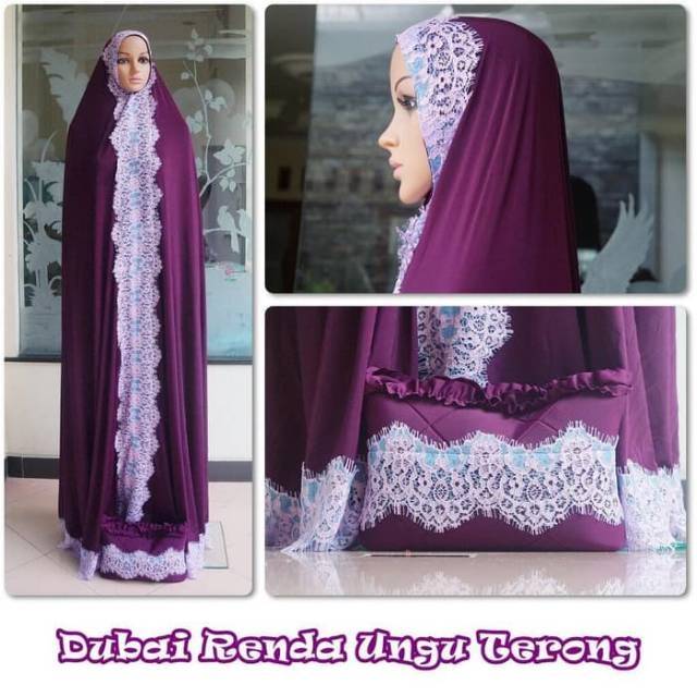 Mukena Dewasa Spandek Dubai Terusan Renda | Mukena Jumbo - 2