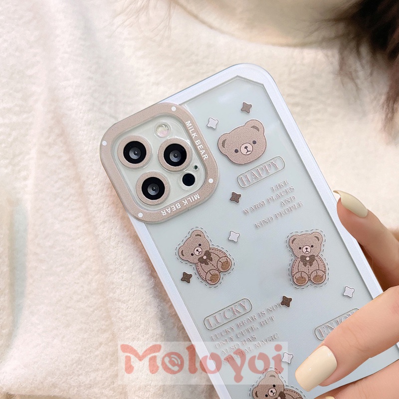 Soft Case Tpu Shockproof Motif Beruang Lucu Untuk Iphone 7 8 Plus 13 Pro Max 11 12 X Xs Max Xr 6 6S Plus