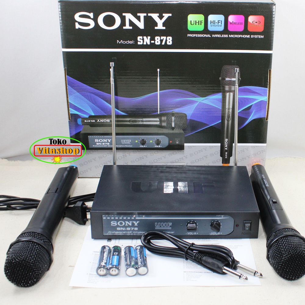 Mic Wireless Sony SN-878 Microphone Mik Werles Mikrofon Tanpa Kabel