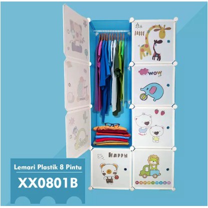 PROMO LEMARI Lemari Plastik Pakaian BAGUS 8 PINTU Motif Doraemon Hellokitty Keropi Multifungsi Murah BISA COD