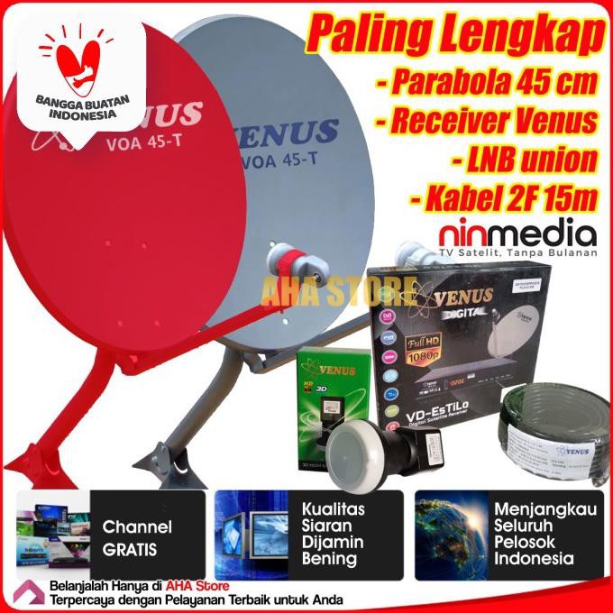 Ready&Siapkirim Venus Paket Set Parabola Mini 45 Cm Ninmedia Voa-45