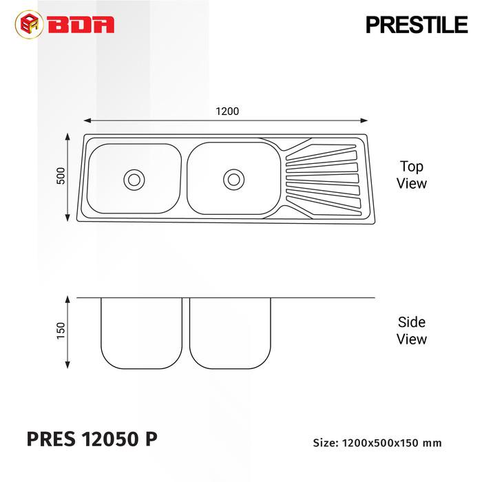 Bak Cuci Piring Kitchen Sink Prestile 12050P Stainless Steel