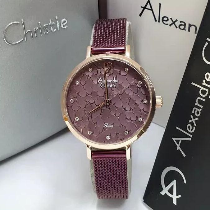 TERBARU ORIGINAL JAM TANGAN WANITA / CEWEK ALEXANDRE CHRISTIE 2728 MAROON TERLARIS