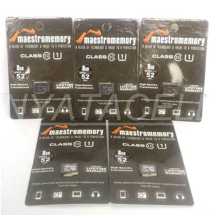 NEW MEMORY MAESTRO 8GB CLASS 10 (MICRO SD HC/VGEN/V-GEN/CARD/MEMORI/8 GB) MILENIA