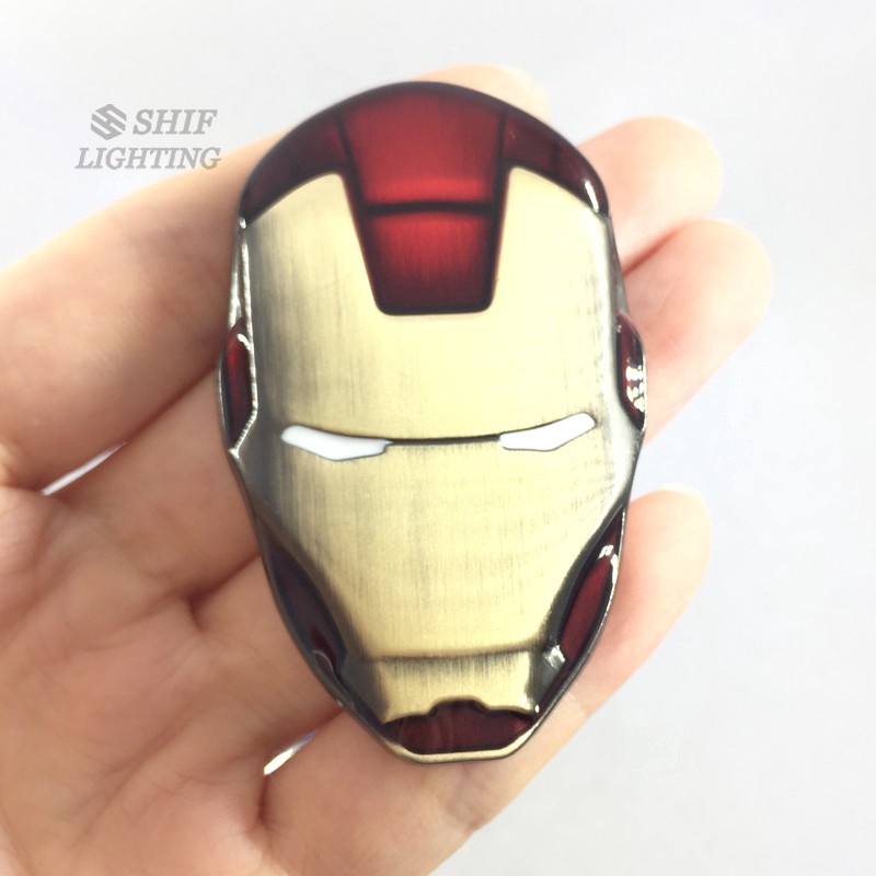 1Pc Stiker Emblem Logo Iron Man Marvel Metal 3D untuk Mobil / Motor