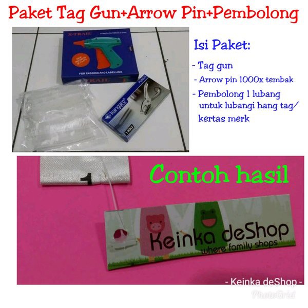 

PAKET Bundling alat tag gun alat tembak bandrol+tag pin+isinya+pembolong kertas 1 lubang untuk hang