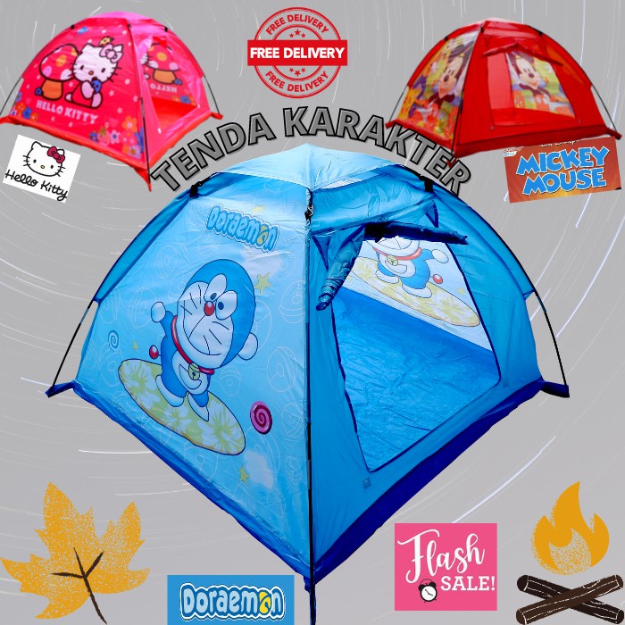 Tenda Anak Karakter / Rumah Bermain / Camping Tent Cars Hello Kitty Frozen Mickey Spiderman Princess