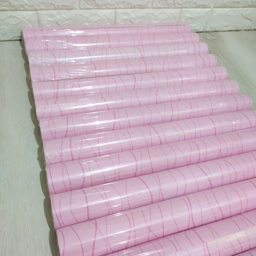 PAKET 5 ROLL Wallpaper Sticker Dinding Walpaper Stiker Ruang Tamu Walpeper Tembok Kamar Tidur 3d Garis Salur Line Gm552 Murah