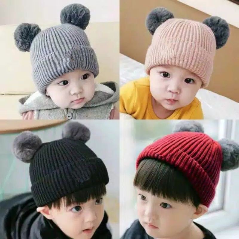 TOPI POMPOM RAJUT ANAK Rp 9.500