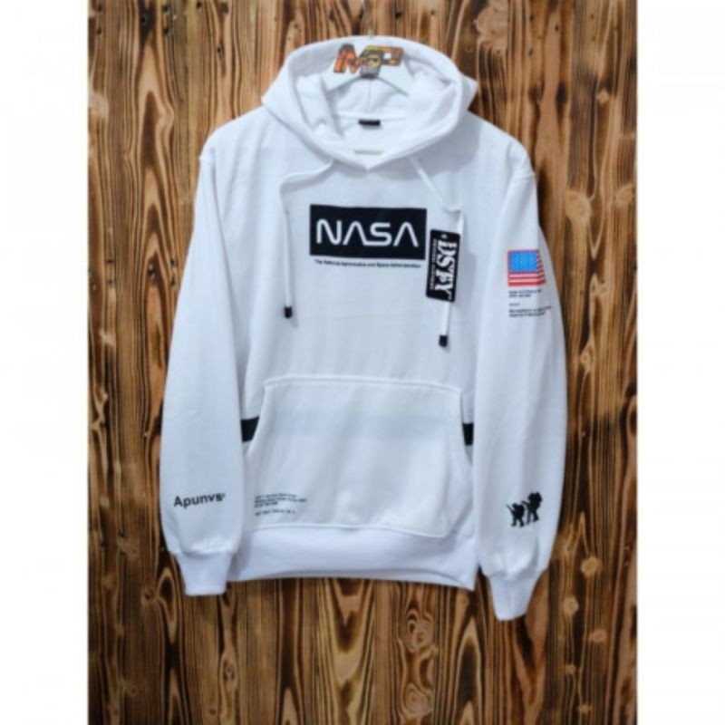 Sweater hoodie nasa ape putih XXL ( premium fleece