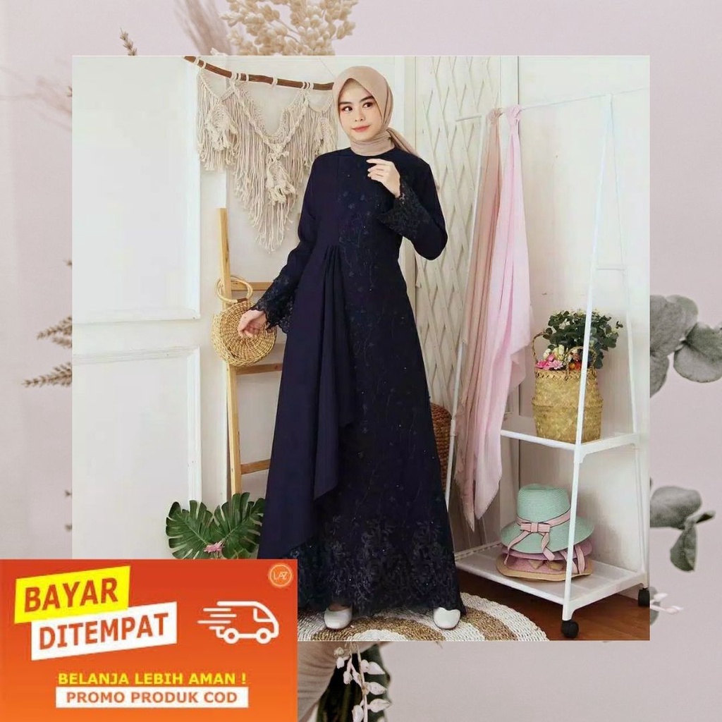 GROSIR II Gamis Mafaza Brokat Tille Bordir Maxi Dress Lebaran Brukat Tulle Baju Muslim Gamis Pesta M