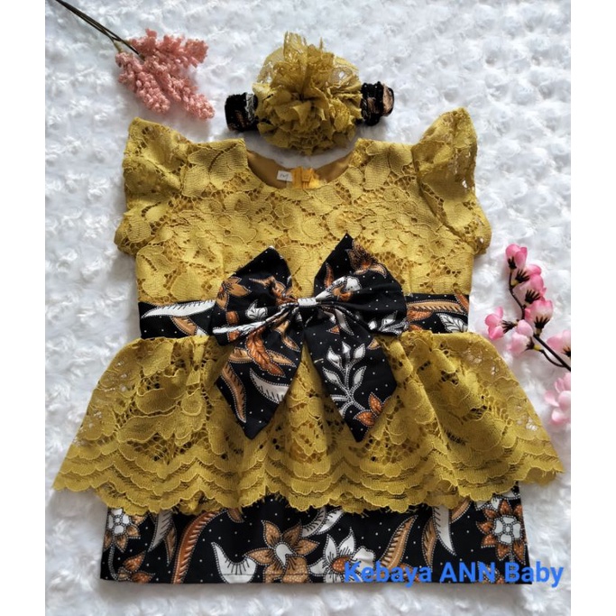 KEBAYA BAYI / KEBAYA ANAK PEREMPUAN / SETELAN BAJU KEBAYA BAYI hijau lemon