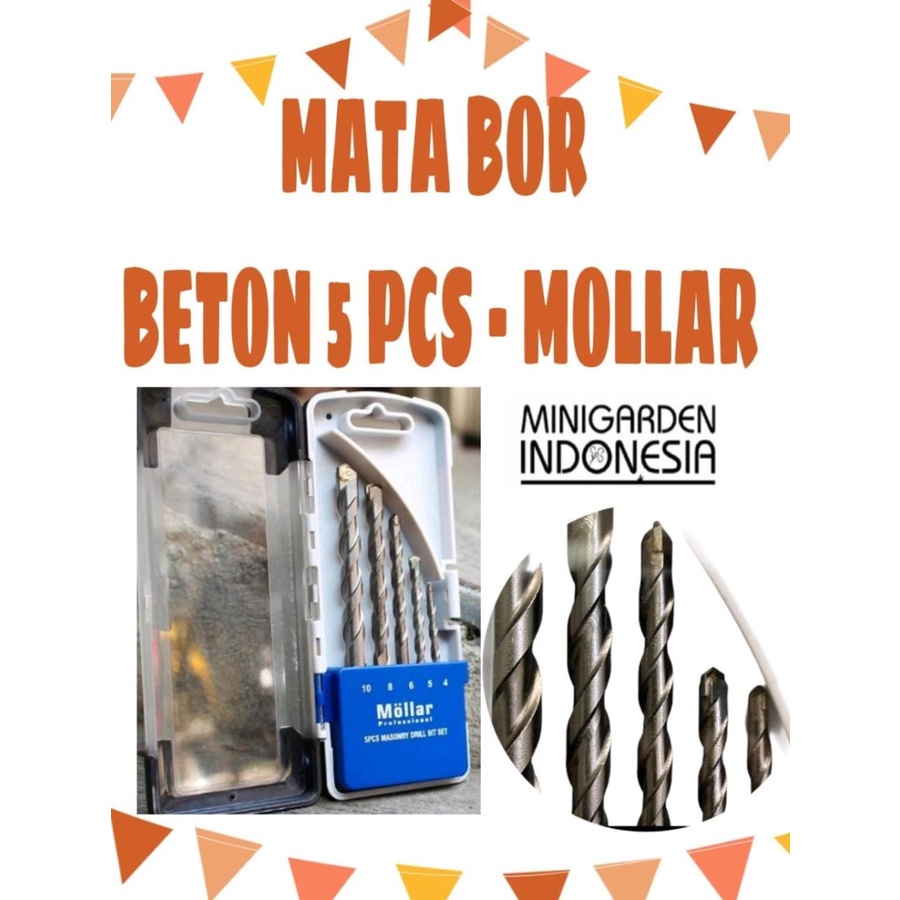 MATA BOR TEMBOK BETON SET 5PCS MOLLAR MASONRY DRILL IMPACT 4 - 10MM