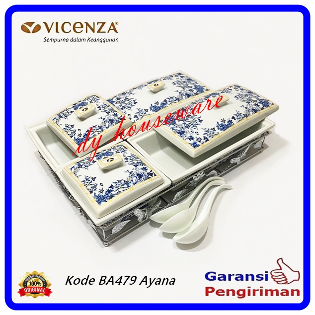 Prasmanan Keramik Segi Wadah Saji Set 4 Rak Vicenza BACR 749 ( B749 )