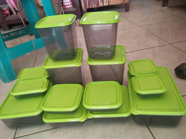 Calista Otaru Smoke Isi 14 Pcs (7 Set) / Toples Plastik / Tempat Makanan / Container / Warna Hijau