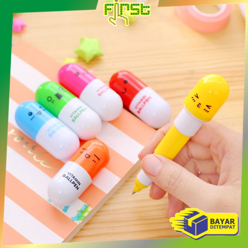 

*COD* FH-A4 (COD) Pulpen Emoticon Vitamin / Pen Unik / Pena Kapsul / Pulpen Stationary