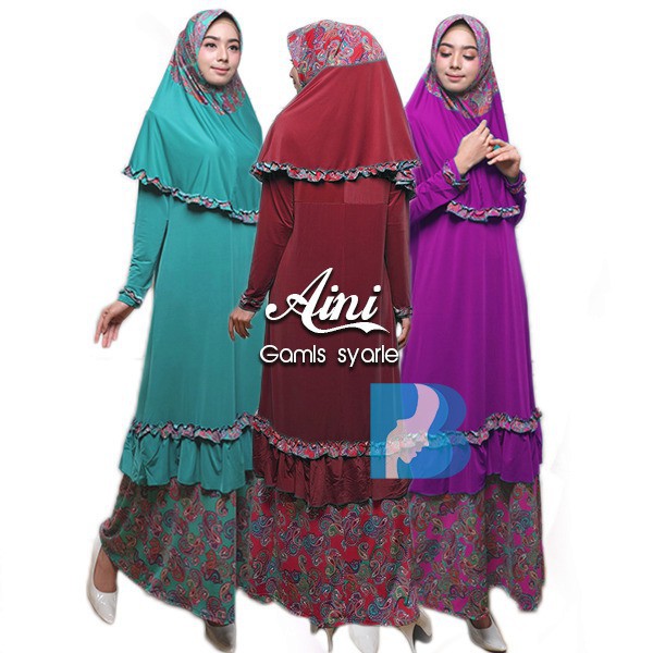 BAJU MUSLIM GAMIS SYARI GAMIS SYARI AINI SPANDEX TOSCA PURPLE RED